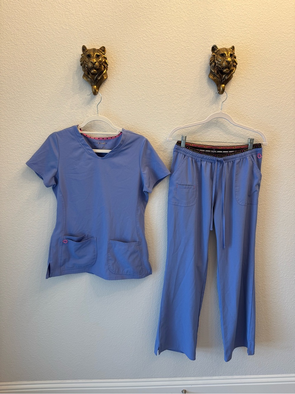 HeartSoul Lavender Blue Scrub Top & Pants Set